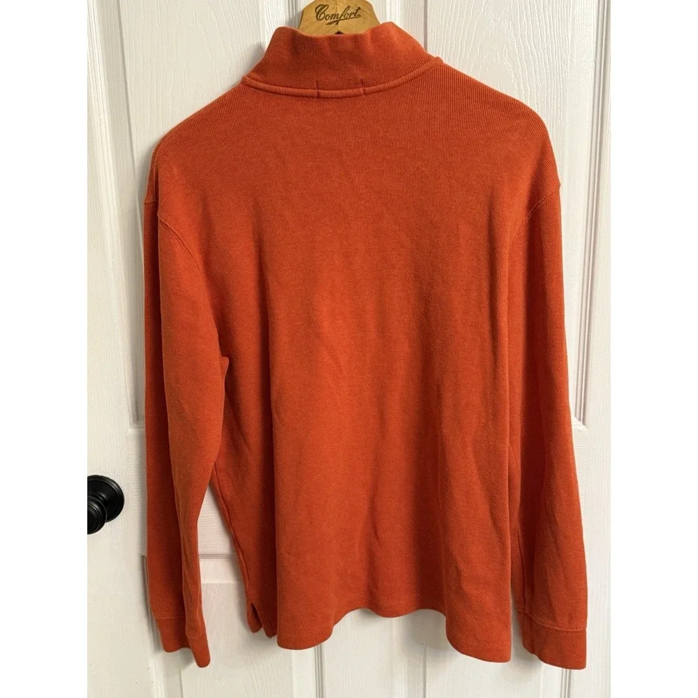 Polo Ralph Lauren 1/4 Zip Pullover Men Medium Orange Preppy Pony Classic Sweater